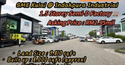 SME Kulai – 1.5 Storey Semi Detached Factory – FOR SALE